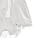 New Style Flared Sleeve Waist Short Skirt Hot Girl Single Breasted Dress