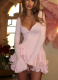 New Style Flared Sleeve Waist Short Skirt Hot Girl Single Breasted Dress