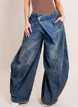 2025 New Retro Distressed Washed Reverse Waistband Women's Jeans