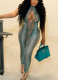 Fashionable Python Print Half Turtleneck Sleeveless Hollow Jumpsuit