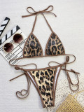 Sexy Leopard Sequin Hot Pants Low-Rise Slim Fit Bikini Set