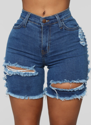 Casual Ripped Stretch Denim Shorts
