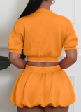 Fashionable Casual Exposed Cardigan Top Short Skirt Sports Two-Piece Suit
