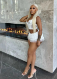 Sexy Lace Hollow Suspender Shorts Two-piece Set