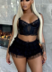 Sexy Lace Hollow Suspender Shorts Two-piece Set