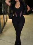 Sexy Halterneck Mesh Backless Swimsuit Nightclub Jumpsuit
