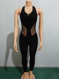 Sexy Halterneck Mesh Backless Swimsuit Nightclub Jumpsuit