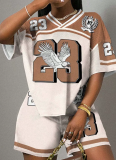 V-Neck Letter Print Casual Fashion Rugby Basketball Women'S Two-Piece Suit