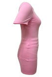 Round Neck Short Sleeve T-Shirt Top Fashionable Slim Shorts Two-Piece Set
