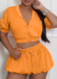 Fashionable Casual Exposed Cardigan Top Short Skirt Sports Two-Piece Suit