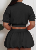 Fashionable Casual Exposed Cardigan Top Short Skirt Sports Two-Piece Suit
