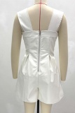 Women'S Solid Color Sexy Stylish Square Neck Tie Jumpsuit