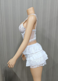 Sexy Lace Hollow Suspender Shorts Two-piece Set