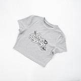 Letter Offset Short-sleeved T-shirt Top With Drawstring and Short Sweatpants Set