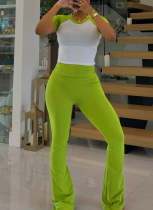 Spring And Summer Contrast Color Casual Sports Yoga Pants Two-Piece Suit For Women