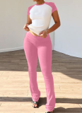 Spring And Summer Contrast Color Casual Sports Yoga Pants Two-Piece Suit For Women