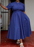 Summer Short Sleeve V Neck Bohemian Polka Dot Printed Oversized Dress