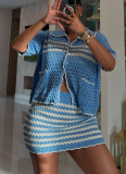 Casual Loose Fit Knitted Small Suit Beach Skirt Suit