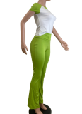 Spring And Summer Contrast Color Casual Sports Yoga Pants Two-Piece Suit For Women
