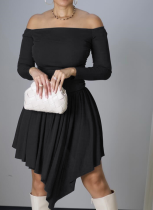 Long Sleeve One Shoulder Party Irregular Dress