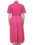 Summer Short Sleeve V Neck Bohemian Polka Dot Printed Oversized Dress