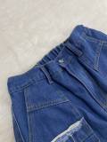 Fashion Loose Casual Zipper Large Pocket Tassel Shorts