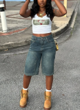 Casual Summer Retro Loose Washed Straight Denim Shorts
