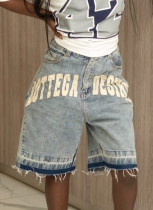 New Retro Street Style Graffiti Denim Shorts For Women