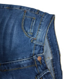 Casual Fashion Skinny Elastic Pleated Denim Shorts