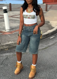 Casual Summer Retro Loose Washed Straight Denim Shorts