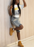 New Retro Street Style Graffiti Denim Shorts For Women
