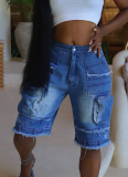 Fashion Loose Casual Zipper Large Pocket Tassel Shorts