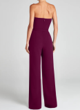 New V-Neck Elegant Solid Color Jumpsuit For Women (With Belt)