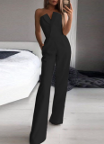 New V-Neck Elegant Solid Color Jumpsuit For Women (With Belt)