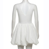 Sexy V-neck Solid Color Slim Fit Fluffy Short Dress