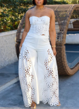 Sexy Hollow Tube Top Sleeveless Split Two Piece Suit