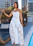 Sexy Hollow Tube Top Sleeveless Split Two Piece Suit