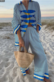 Casual Seaside Tropical Print Women's Shirt Set