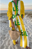 Casual Seaside Tropical Print Women's Shirt Set
