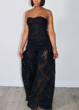 Sexy Hollow Tube Top Sleeveless Split Two Piece Suit