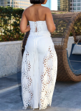 Sexy Hollow Tube Top Sleeveless Split Two Piece Suit