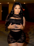 Sexy Lace Stitching Hollow Sleeveless Tight Jumpsuit