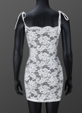 See-Through Slim Fit Suspender Flower Lace Hip Dress