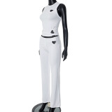 New Style Heart Hollow Design Sleeveless Top and Trousers Suit