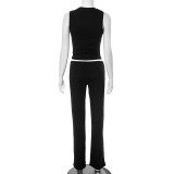 New Style Heart Hollow Design Sleeveless Top and Trousers Suit
