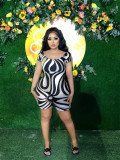 Casual Striped Geometric Pattern Round Neck Short Sleeve Jumpsuit
