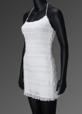 White Summer Sexy Slim Fit Halter Neck Ruffle Dress