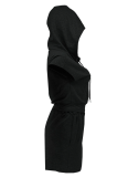 Summer New Style Hooded Pocket Sports Solid Color Casual Two-Piece Suit