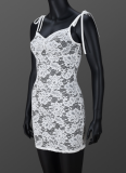 See-Through Slim Fit Suspender Flower Lace Hip Dress