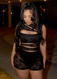 Sexy Lace Stitching Hollow Sleeveless Tight Jumpsuit